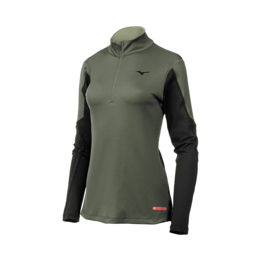 Base Layer Mizuno Breath Thermo® Half Zip Mujer Verde/Negras Comprar NOHF-81092